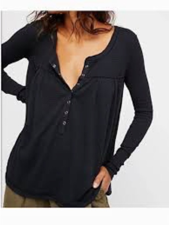 We The Free Tops - We The Free Black Long-Sleeve Henley Top